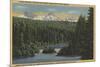 Scotts Lake, Oregon - View of Three Sisters Mountains-Lantern Press-Mounted Art Print