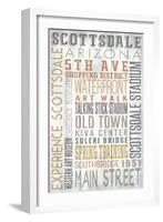 Scottsdale, Arizona - Barnwood Typography-Lantern Press-Framed Art Print