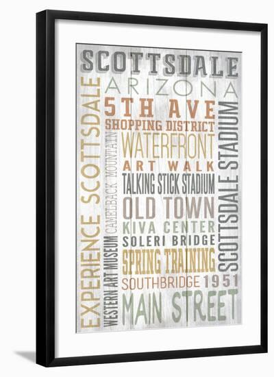 Scottsdale, Arizona - Barnwood Typography-Lantern Press-Framed Art Print