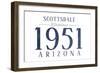 Scottsdale, Arizona - Established Date (Blue)-Lantern Press-Framed Art Print