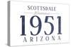 Scottsdale, Arizona - Established Date (Blue)-Lantern Press-Stretched Canvas