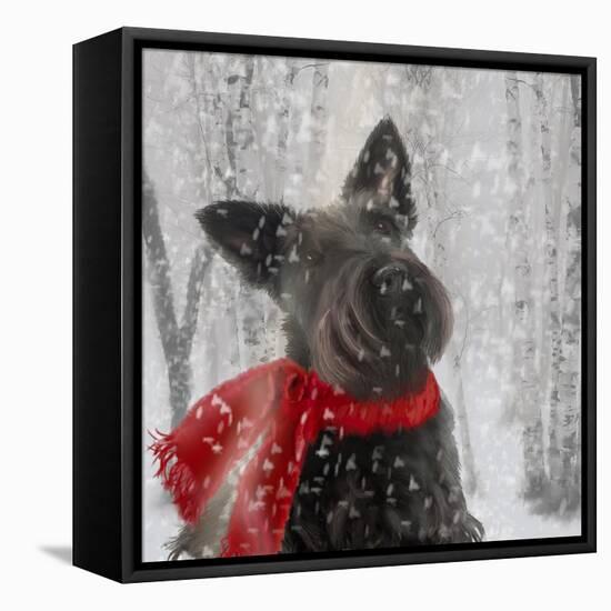 Scotty Dog Red Scarf-Clare Davis London-Framed Stretched Canvas