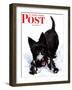 "Scotty in Snow," Saturday Evening Post Cover, January 30, 1943-W.W. Calvert-Framed Giclee Print