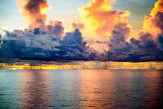 A Dark Sky with Amazing Array of Storm Clouds with Calm Seas-Scottymanphoto-Laminated Photographic Print