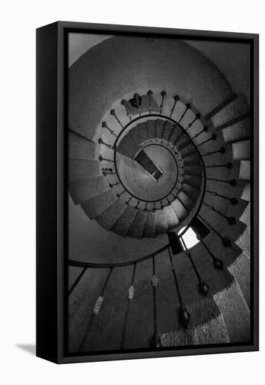 Scottys Castle Stairwell BW-Steve Gadomski-Framed Stretched Canvas