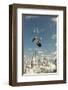 Scout Ship Scifi City Approach-null-Framed Art Print