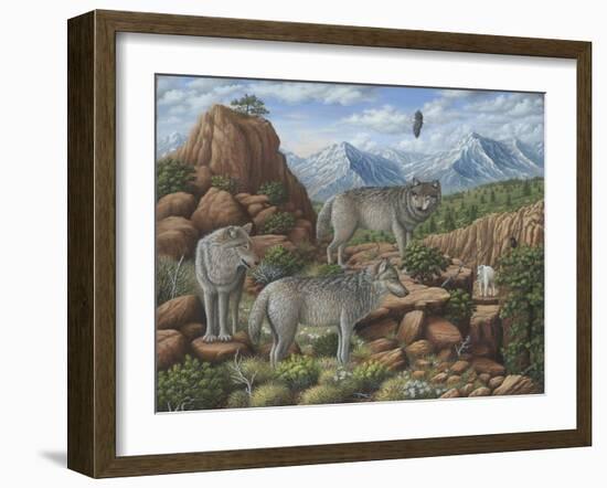 Scouting the Horizon - Grey Wolves-Robert Wavra-Framed Giclee Print