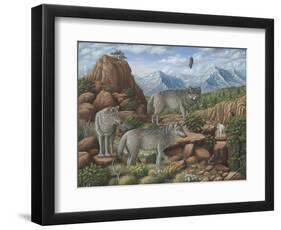 Scouting the Horizon - Grey Wolves-Robert Wavra-Framed Premium Giclee Print