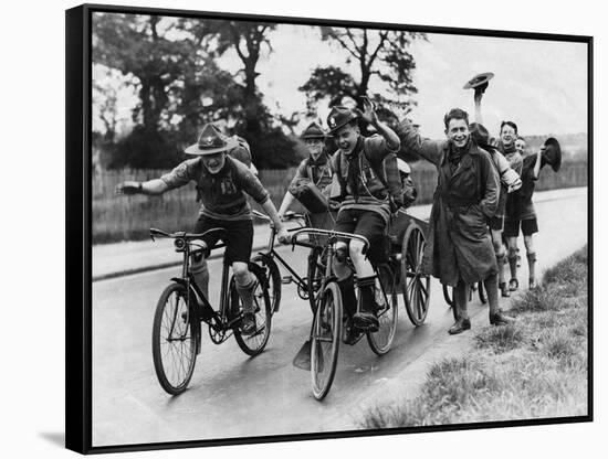 Scouts on Bikes 1930-null-Framed Stretched Canvas