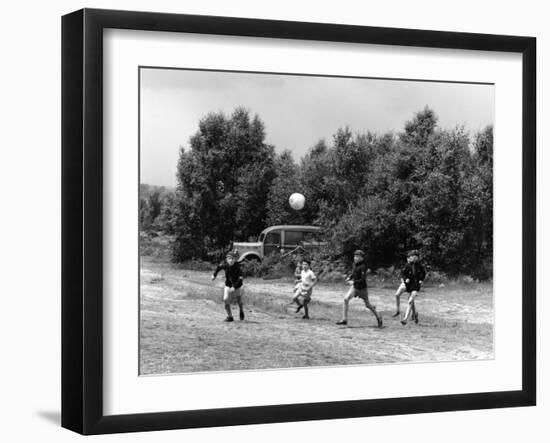 Scouts Playing Football-null-Framed Photographic Print