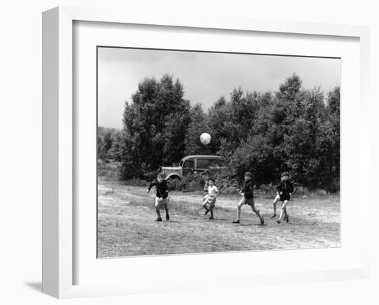 Scouts Playing Football-null-Framed Photographic Print