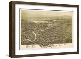 Scranton, Pennsylvania - Panoramic Map-Lantern Press-Framed Art Print