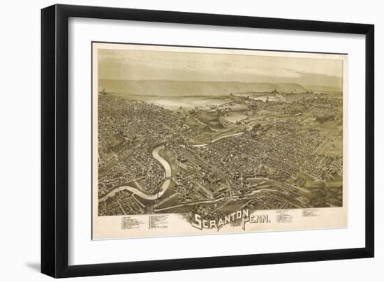 Scranton, Pennsylvania - Panoramic Map-Lantern Press-Framed Art Print