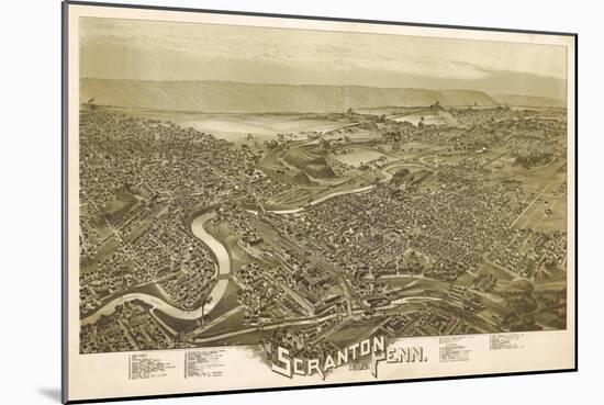 Scranton, Pennsylvania - Panoramic Map-Lantern Press-Mounted Art Print