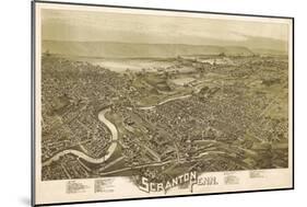 Scranton, Pennsylvania - Panoramic Map-Lantern Press-Mounted Art Print