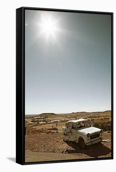 Scrap vehicle in Coober Pedy, outback Australia-Rasmus Kaessmann-Framed Stretched Canvas