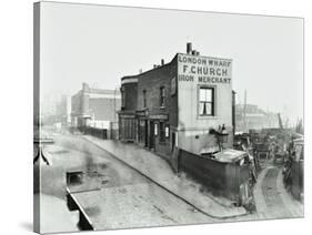 Scrapyard by Cat and Mutton Bridge, Shoreditch, London, January 1903-null-Stretched Canvas