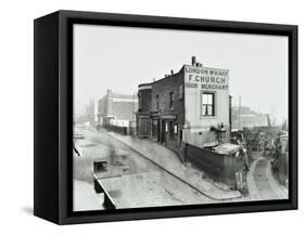 Scrapyard by Cat and Mutton Bridge, Shoreditch, London, January 1903-null-Framed Stretched Canvas