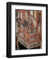 Screen Called 'Coromandel' with Scenes from Life in Forbidden Town of Peking: Musicians and Women-null-Framed Premium Giclee Print