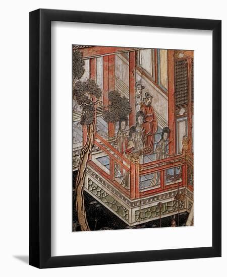 Screen Called 'Coromandel' with Scenes from Life in Forbidden Town of Peking: Musicians and Women-null-Framed Premium Giclee Print