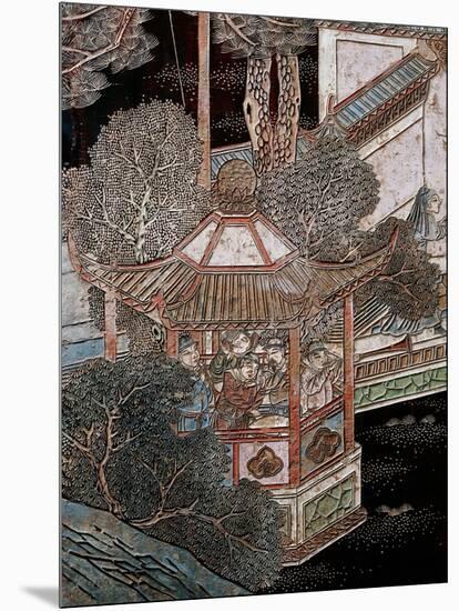 Screen Called 'Coromandel' with Scenes from the Life in the Forbidden Town of Peking: Musicians-null-Mounted Giclee Print