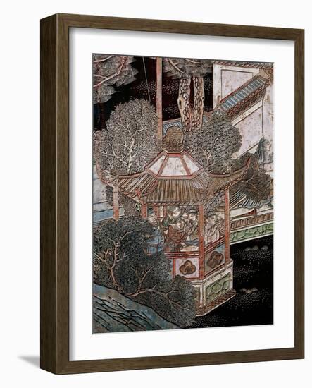 Screen Called 'Coromandel' with Scenes from the Life in the Forbidden Town of Peking: Musicians-null-Framed Giclee Print