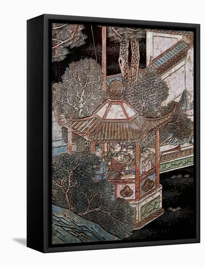 Screen Called 'Coromandel' with Scenes from the Life in the Forbidden Town of Peking: Musicians-null-Framed Stretched Canvas