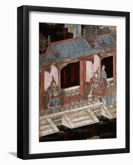 Screen Called 'Coromandel' with Scenes from the Life in the Forbidden Town of Peking: The Entrance-null-Framed Giclee Print