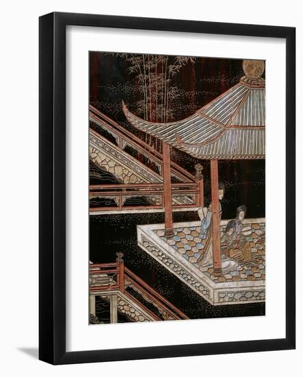 Screen Called 'Coromandel' with Scenes from the Life in the Forbidden Town of Peking: Women-null-Framed Giclee Print