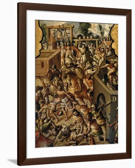 Screen with Scenes of the Spanish Conquest: Battle at Tenochtitlan-null-Framed Giclee Print