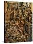 Screen with Scenes of the Spanish Conquest: Battle at Tenochtitlan-null-Stretched Canvas