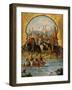 Screen with Scenes of the Spanish Conquest: The Spanish Soldiers at Tenochtitlan 1520-null-Framed Giclee Print