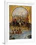 Screen with Scenes of the Spanish Conquest: The Spanish Soldiers at Tenochtitlan 1520-null-Framed Giclee Print