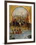 Screen with Scenes of the Spanish Conquest: The Spanish Soldiers at Tenochtitlan 1520-null-Framed Giclee Print