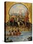 Screen with Scenes of the Spanish Conquest: The Spanish Soldiers at Tenochtitlan 1520-null-Stretched Canvas