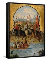 Screen with Scenes of the Spanish Conquest: The Spanish Soldiers at Tenochtitlan 1520-null-Framed Stretched Canvas