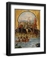 Screen with Scenes of the Spanish Conquest: The Spanish Soldiers at Tenochtitlan 1520-null-Framed Giclee Print