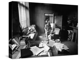 Screenwriter Charles Brackett and Director Billy Wilder Working in Studio Office-Peter Stackpole-Stretched Canvas