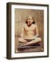 Scribe Seated Holding a Papyrus Scroll, from Saqqara, Old Kingdom circa 2475 BC (Limestone)-null-Framed Giclee Print