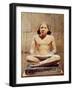 Scribe Seated Holding a Papyrus Scroll, from Saqqara, Old Kingdom circa 2475 BC (Limestone)-null-Framed Giclee Print