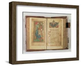 Scribe Writing out the Gospel; Page of Text Decorated with an Illumination-null-Framed Giclee Print