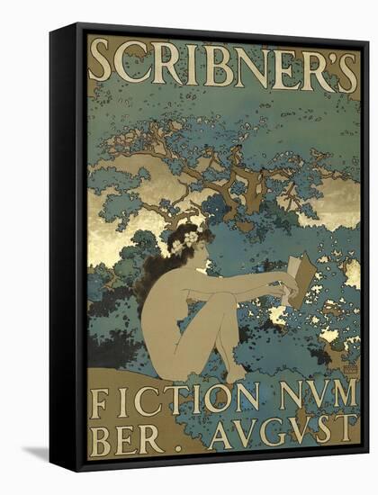 Scribner's Fiction Number. August-Maxfield Parrish-Framed Stretched Canvas