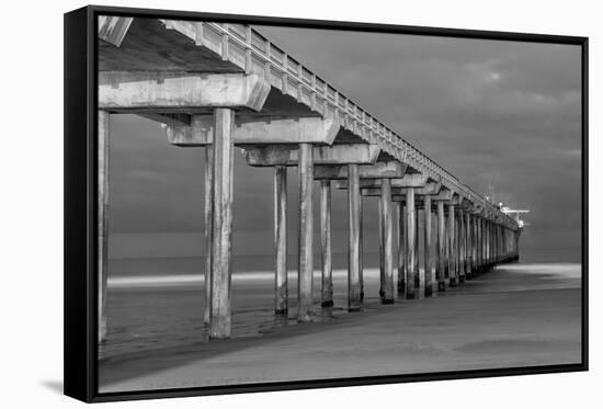 Scripps Pier BW I-Lee Peterson-Framed Stretched Canvas