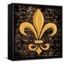 Scripted Gold Fleur De Lis I-Vivien Rhyan-Framed Stretched Canvas