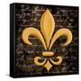 Scripted Gold Fleur De Lis I-Vivien Rhyan-Framed Stretched Canvas