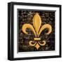 Scripted Gold Fleur De Lis I-Vivien Rhyan-Framed Art Print