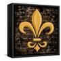 Scripted Gold Fleur De Lis I-Vivien Rhyan-Framed Stretched Canvas