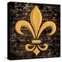 Scripted Gold Fleur De Lis I-Vivien Rhyan-Stretched Canvas