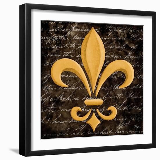 Scripted Gold Fleur De Lis I-Vivien Rhyan-Framed Art Print