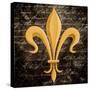 Scripted Gold Fleur De Lis II-Vivien Rhyan-Stretched Canvas